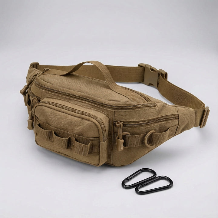 Unisex RangerPack tactische heuptas gedragen tijdens wandelen, ideaal als cross body tas.