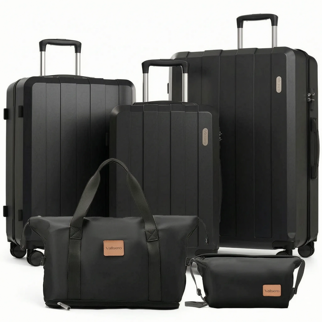 Diverse maten hardcase reiskoffers in een 5-delige set met zwenkwielen voor elke trip.
