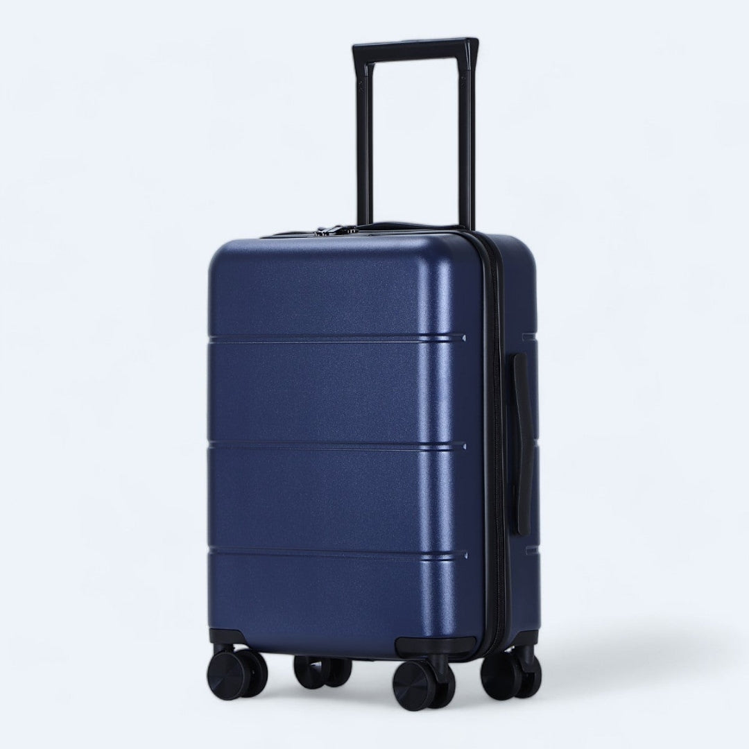 Compacte, middelgrote en grote harde koffer van de Atlas Explorer reisbagageset.