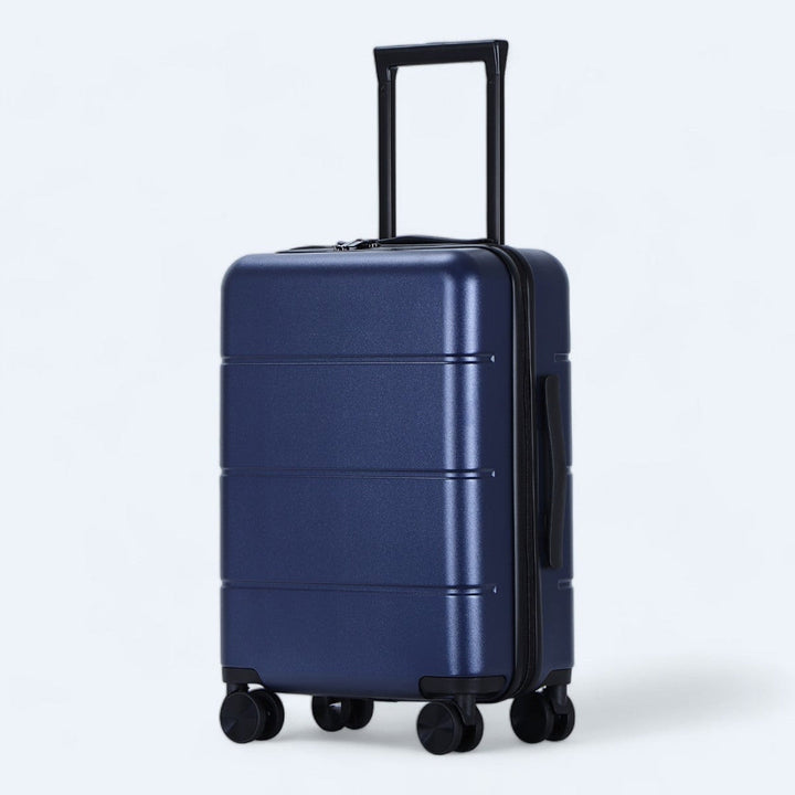 Compacte, middelgrote en grote harde koffer van de Atlas Explorer reisbagageset.