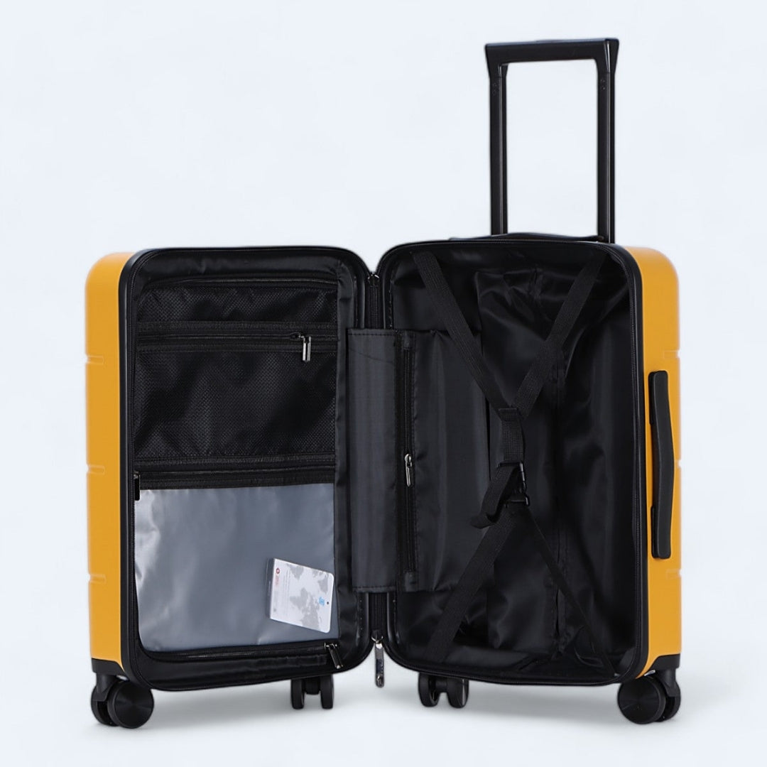 Atlas Explorer harde reisbagage set, voorzien van handige 360° draaiende wielen.