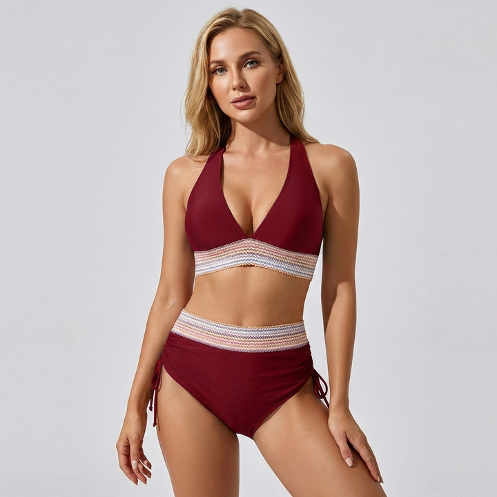 Zwart-wit kleurblok dames bikini, corrigerend en stijlvol, perfect voor badmode en strand