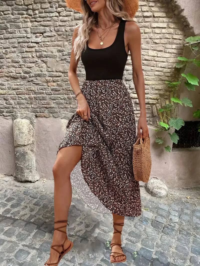 Dames A-lijn jurk met bloemenprint, ideaal voor zomerse dagen en casual looks.