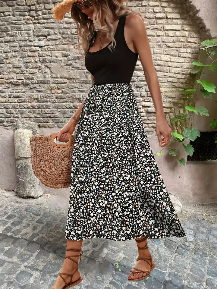Comfortabele mouwloze A-lijn maxi jurk met bloemenprint voor dames, ideaal voor warme dagen.