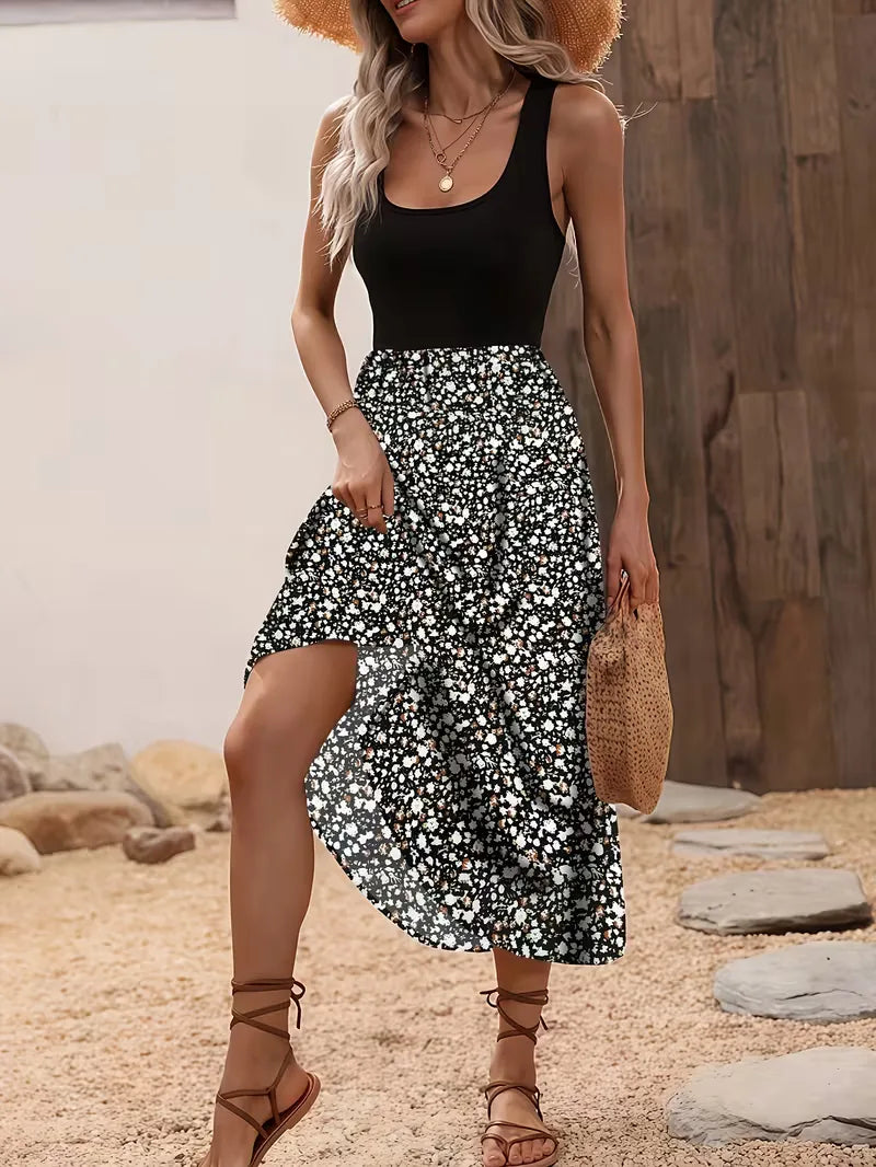 Casual A-lijn jurk dames met bloemenprint, ideaal als strandjurk of vakantiejurk.