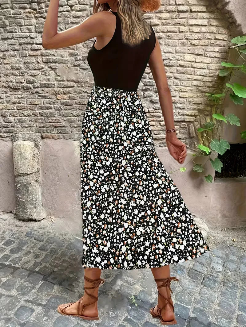 Maxi A-lijn jurk voor dames met bloemenprint, comfortabel, casual en perfect voor de zomer.