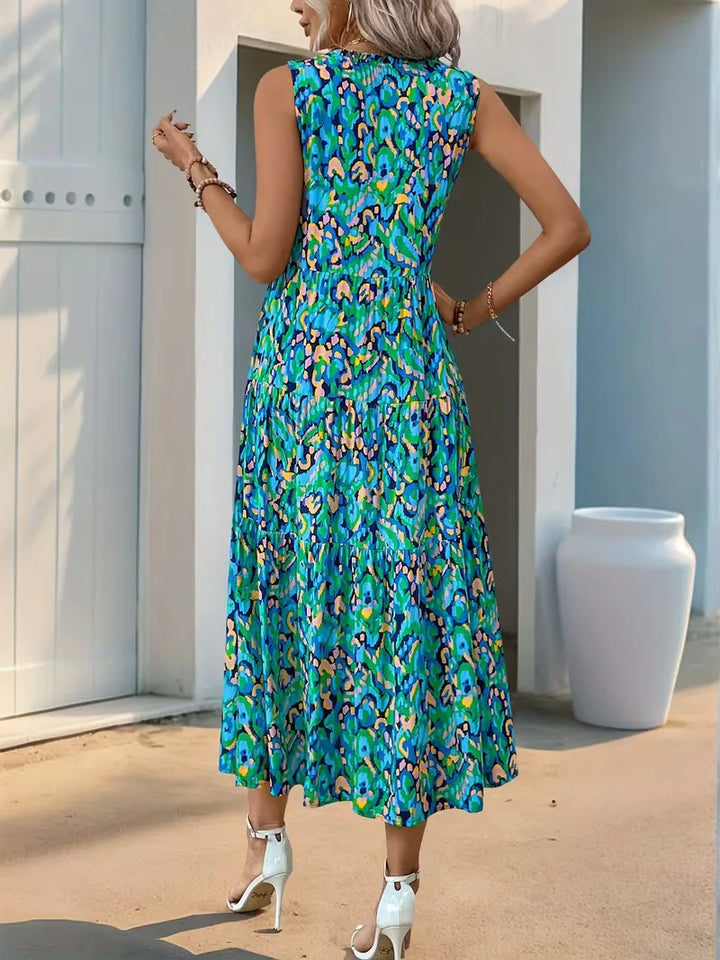 Stijlvolle bohemian dames A-lijn jurk met V-hals en kwastjes; ideaal voor zomerse dagen.