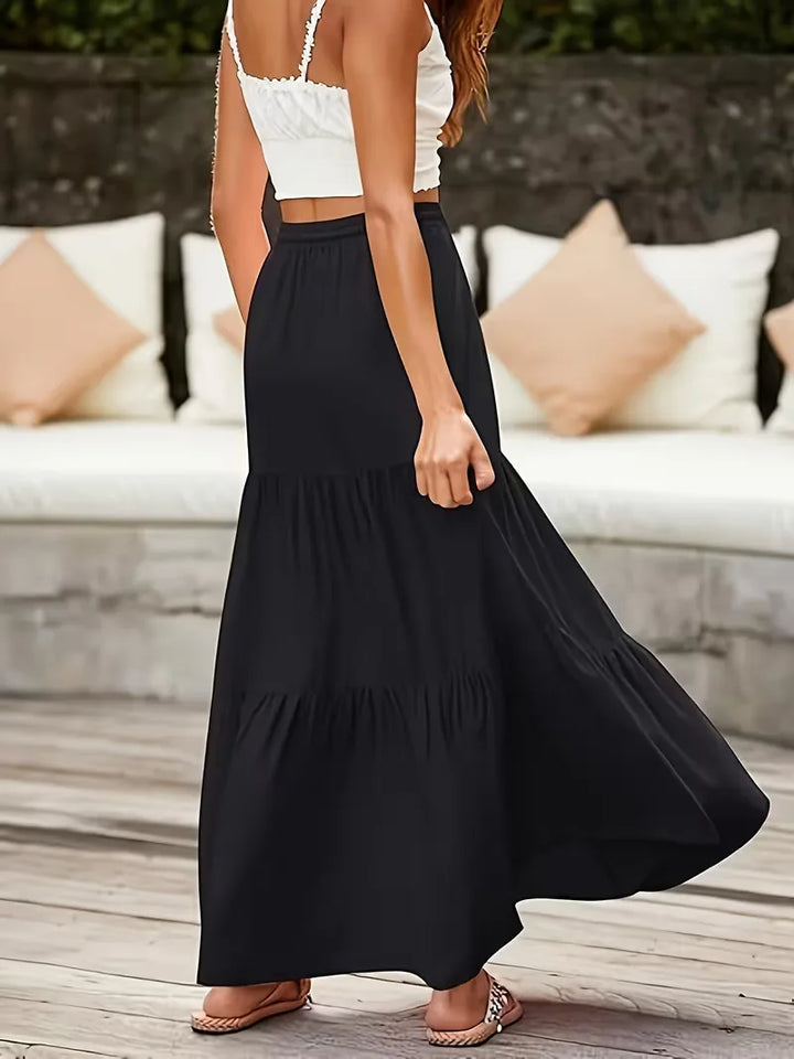 Bohemian A-lijn maxi rok voor dames, comfortabel en perfect als strandkleding.