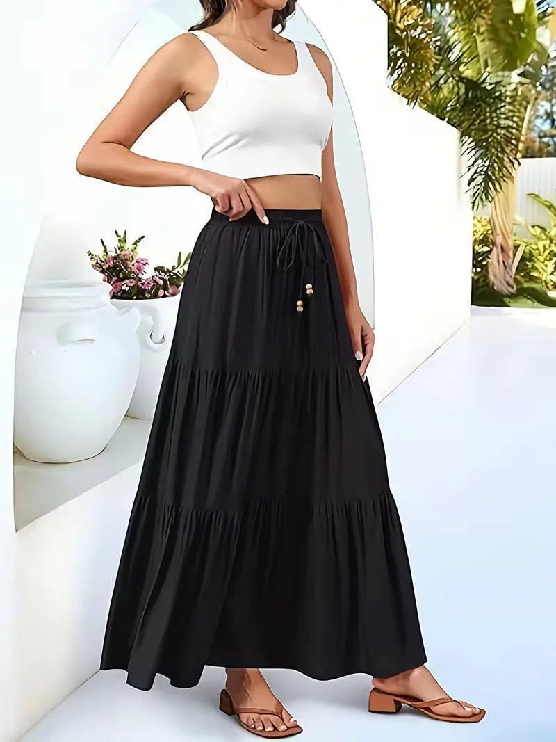 Elegante dames A-lijn maxi rok met hoge taille, flatteus en comfortabel voor elke dag.