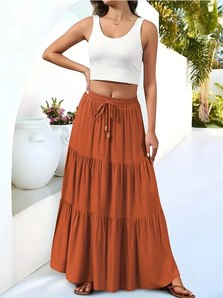 Comfortabele dames A-lijn maxi rok, veelzijdig voor casual of strandlook.