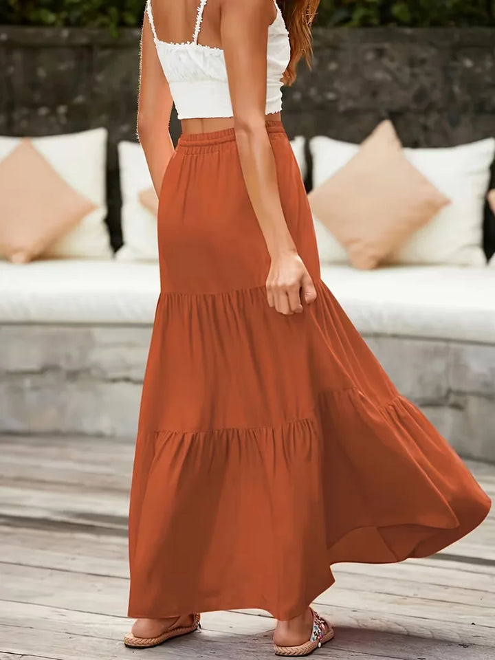 Dames rok, A-lijn model, hoge taille en maxi lengte, een trendy zomer essential.
