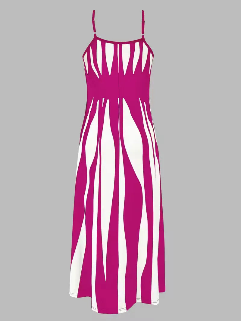 Elegante zomer maxijurk met dunne bandjes en vloeiende A-lijn voor dames.