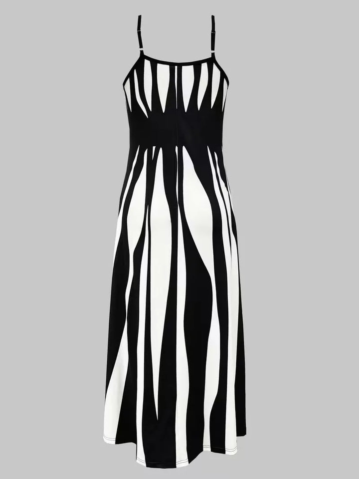 Elegante zomerjurk met V-hals en verstelbare spaghettibandjes voor dames.