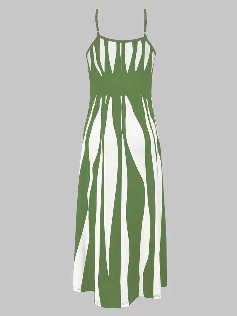 Stijlvolle A-lijn jurk met spaghettibandjes, perfect voor een zomerse look.