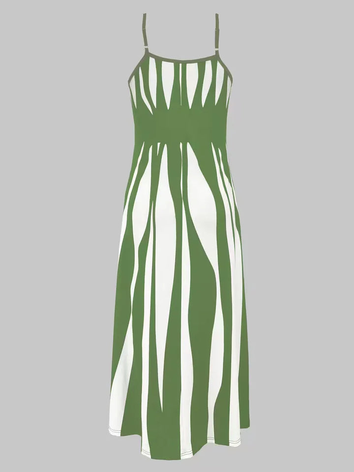 Stijlvolle A-lijn jurk met spaghettibandjes, perfect voor een zomerse look.