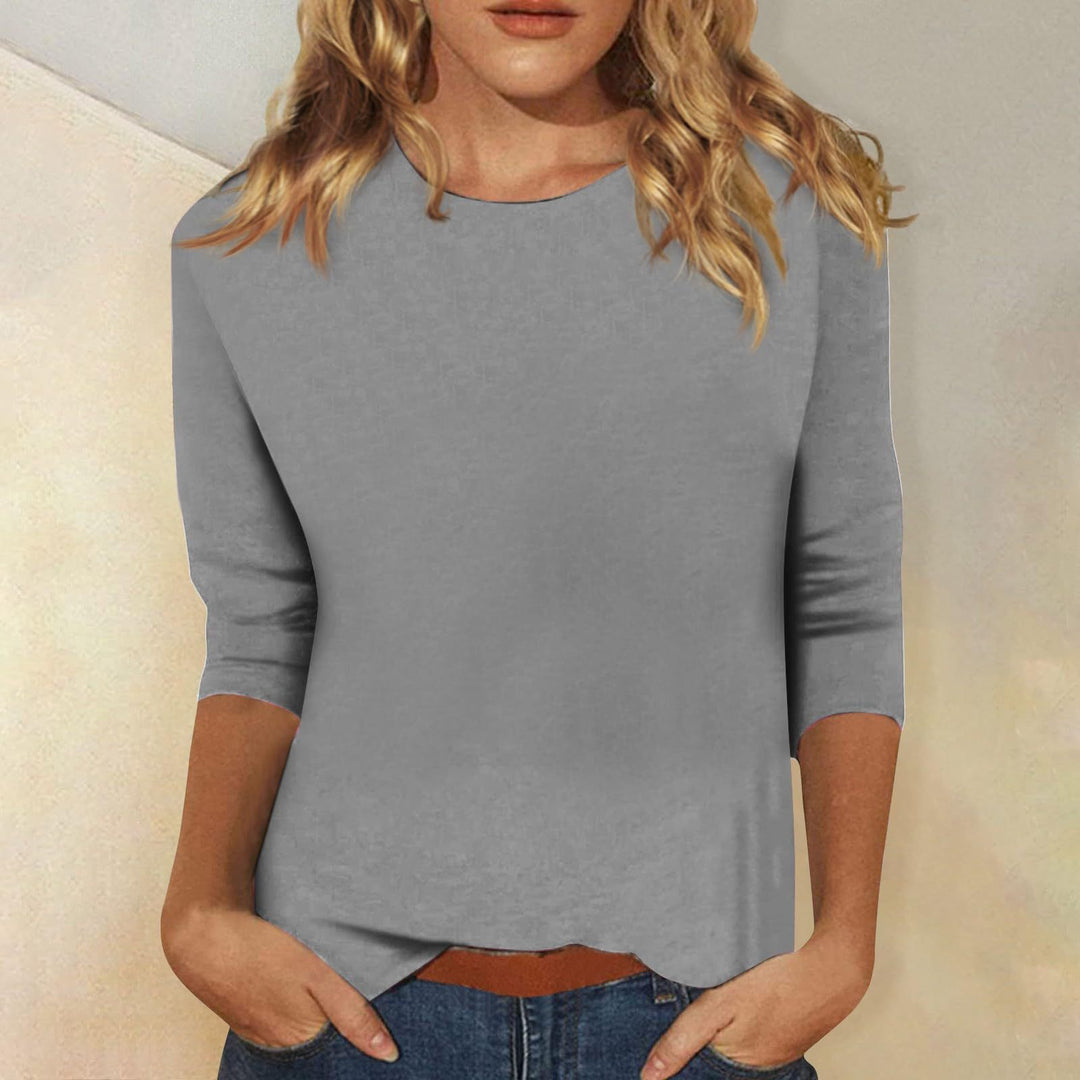 Dames basic top met 3/4 mouwen, comfortabel & veelzijdig voor casual looks.