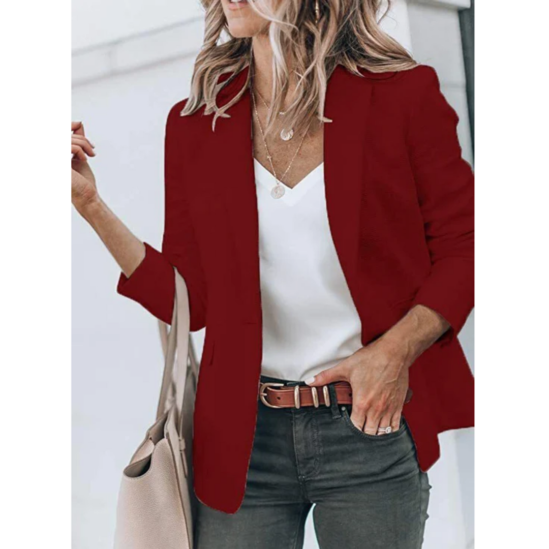 Comfortabele dames blazer getailleerd, geschikt voor lange dagen op kantoor of een avondje uit.