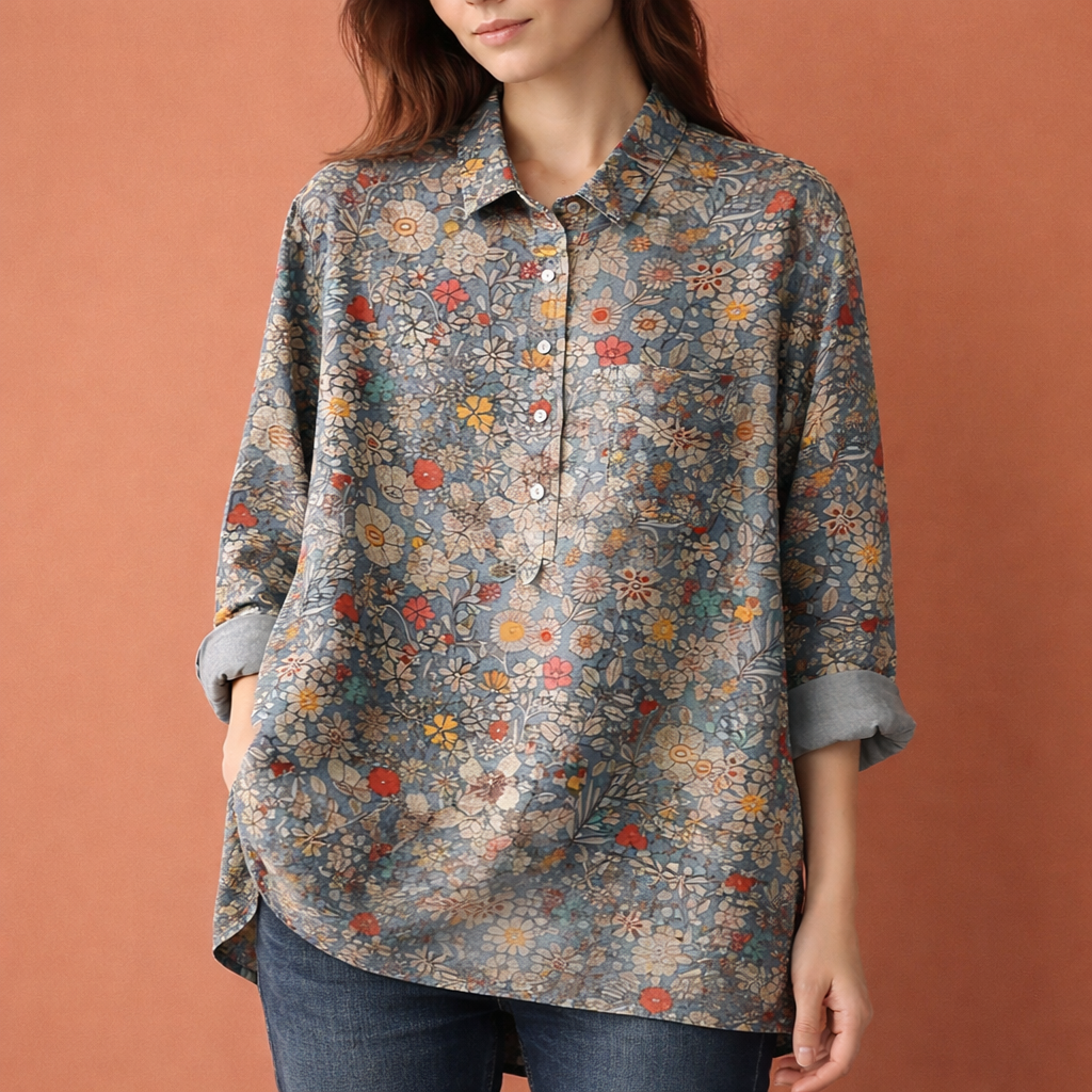 Veelzijdige damesbloes met bloemenprint, lange mouwen. Combineer casual of chic.