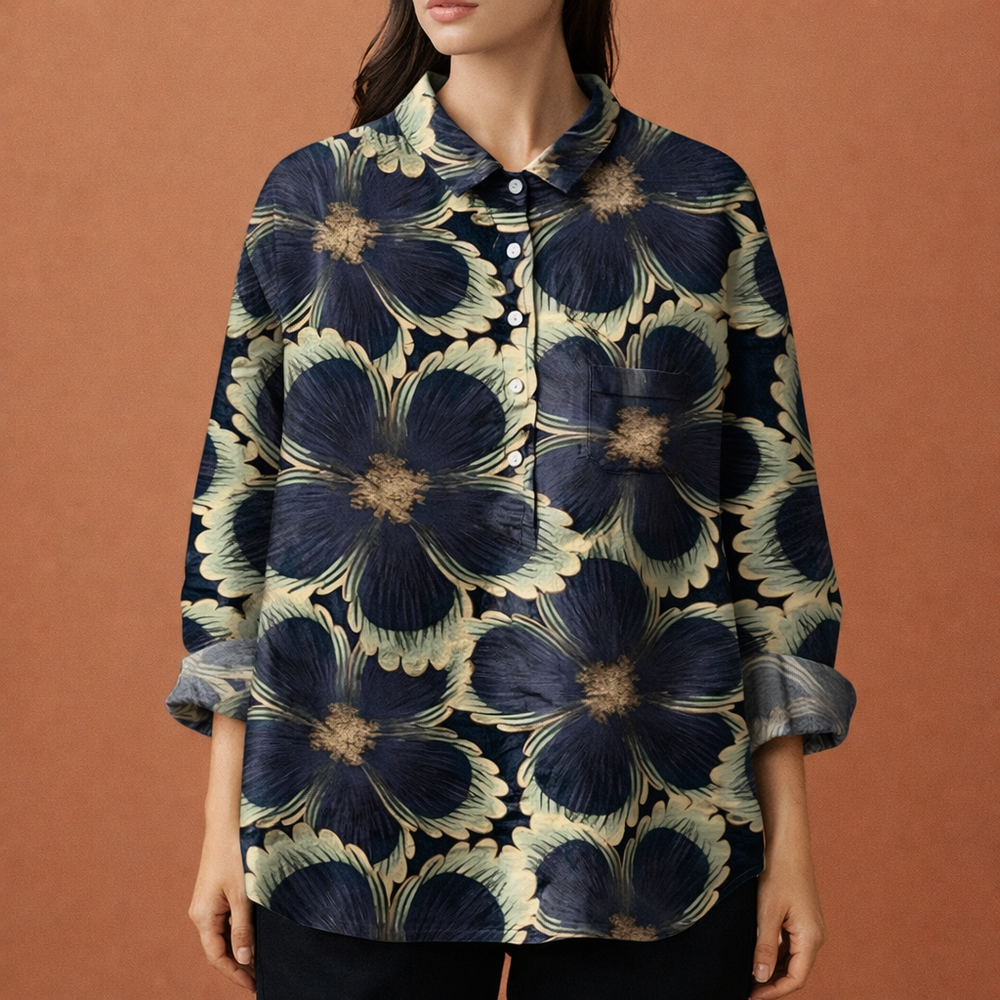 Elegante dames blouse met kleurrijke bloemenprint en lange mouwen. Veelzijdig en comfortabel.