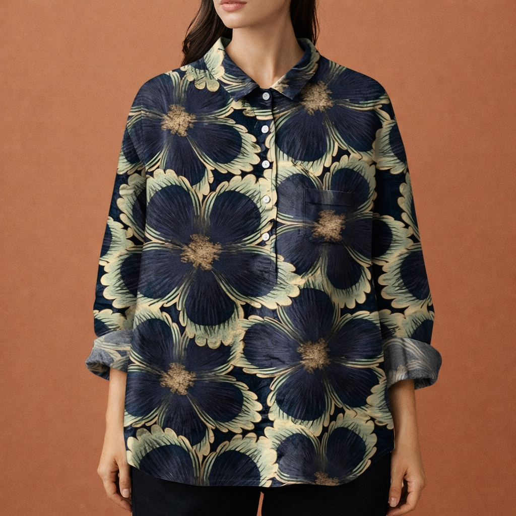 Elegante dames blouse met kleurrijke bloemenprint en lange mouwen. Veelzijdig en comfortabel.