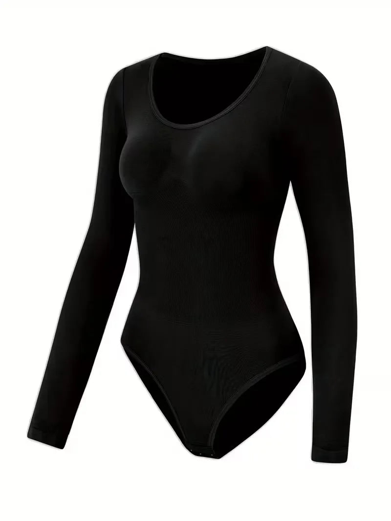 Stijlvolle dames bodysuit met ronde hals en lange mouwen, een must-have voor herfst- en wintermode.