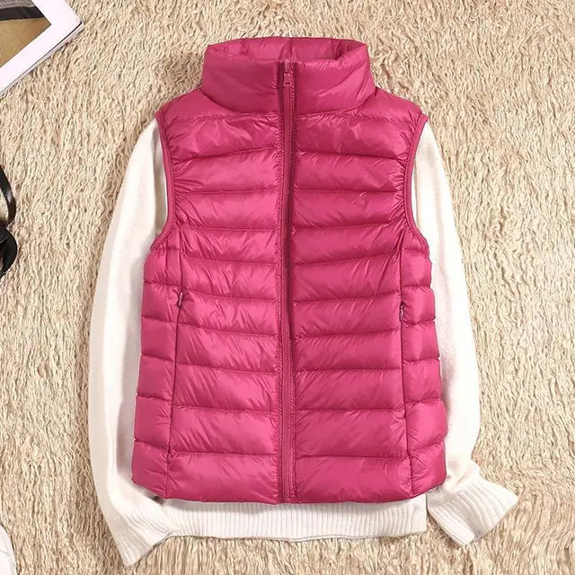 Opvouwbare dames bodywarmer, biedt lichtgewicht warmte en winddichte bescherming. Perfect vest.