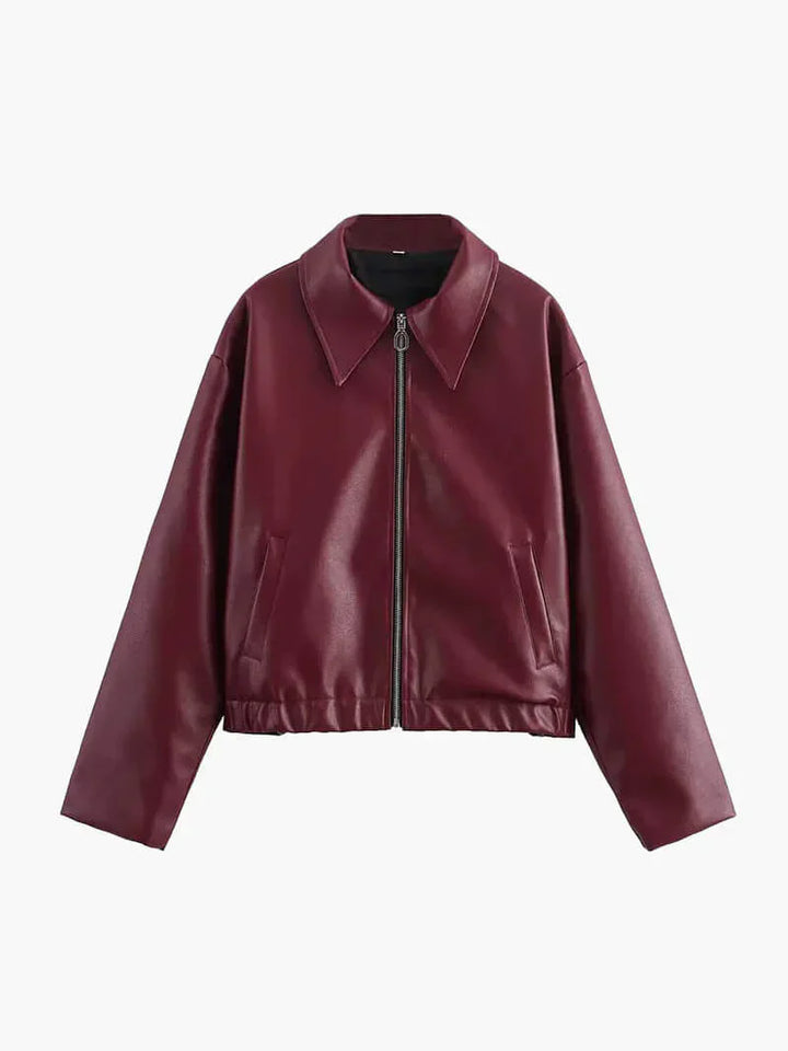 Veelzijdig bordeaux dames bikerjack. Casual of chique, een modieuze en elegante keuze als outwear.