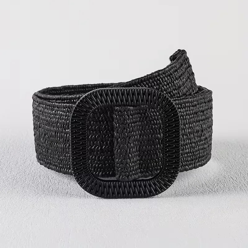 Witte dames brede riem met grote gesp, een fris en stijlvol accessoire voor je zomergarderobe.