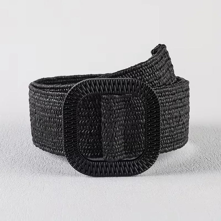 Witte dames brede riem met grote gesp, een fris en stijlvol accessoire voor je zomergarderobe.