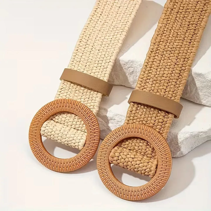 Veelzijdige dames brede riem met stijlvolle ronde gesp, ideaal voor strand, vakantie of casual mode.