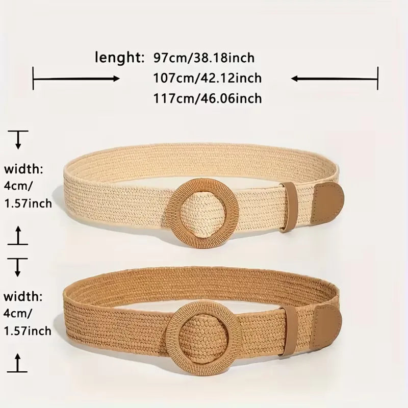 Bohemian dames brede riem met een elegante ronde gesp. Voegt een trendy touch toe aan elke outfit.