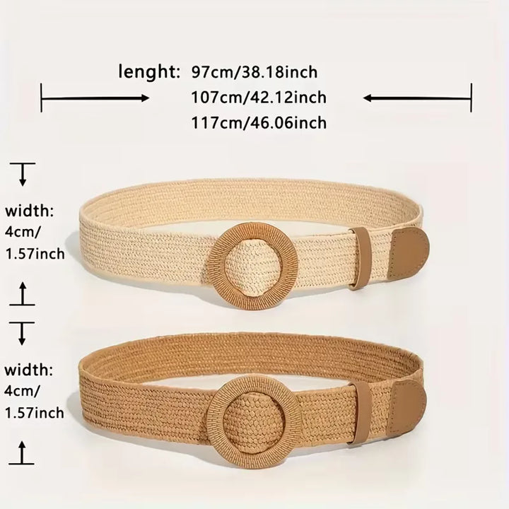 Bohemian dames brede riem met een elegante ronde gesp. Voegt een trendy touch toe aan elke outfit.