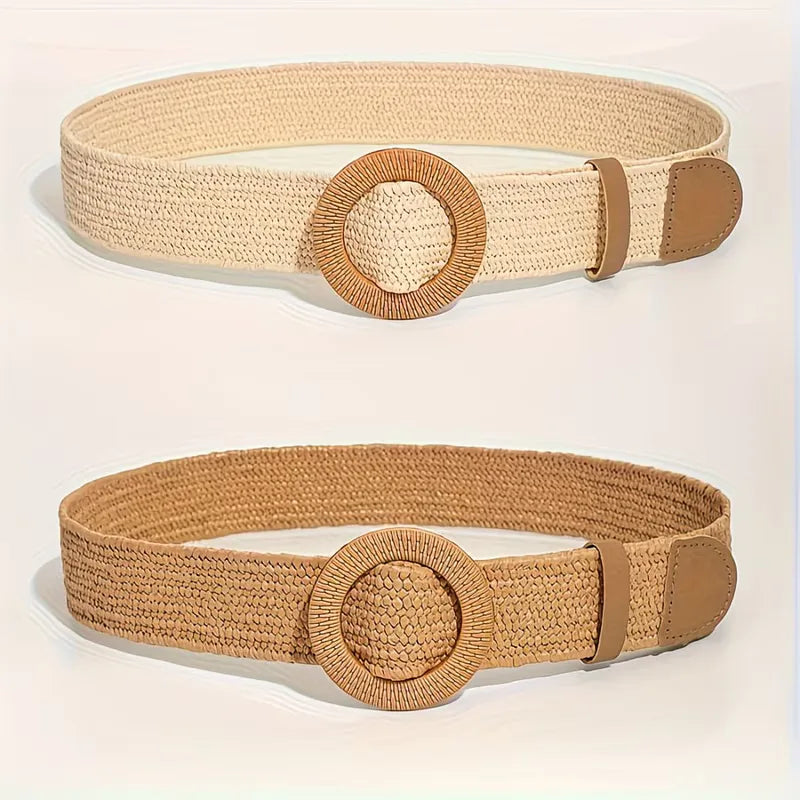 Casual brede dames riem met unieke ronde gesp, perfect om je taille te accentueren in de zomer.