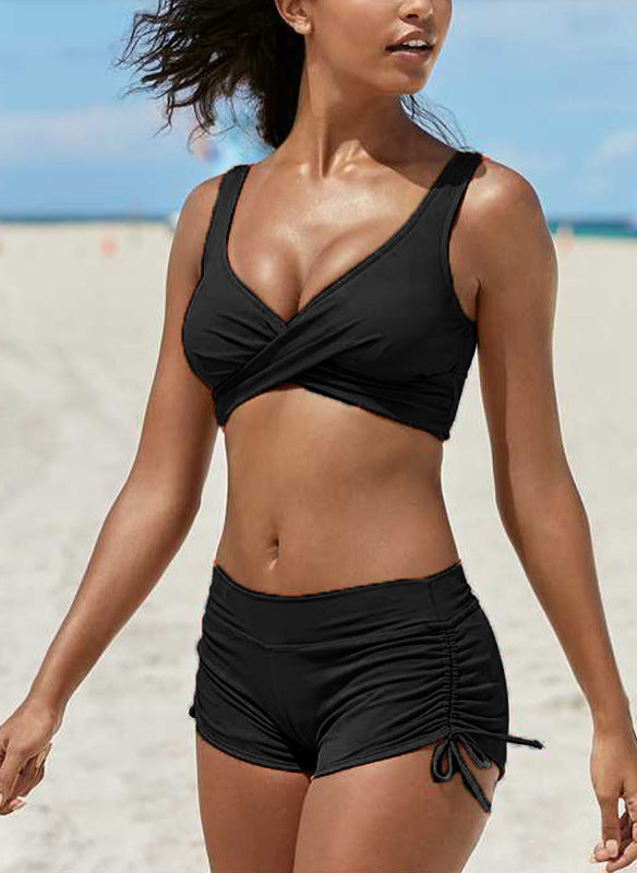 Sportieve dames camouflage zwemkleding. Tweedelige bikini met hoge taille short voor strand en zwembad.