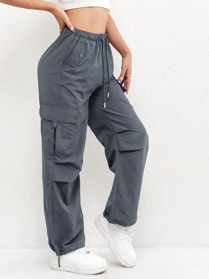 Casual dames cargo broek met hoge taille, rechte pijpen, veelzijdig en modieus voor elk seizoen.