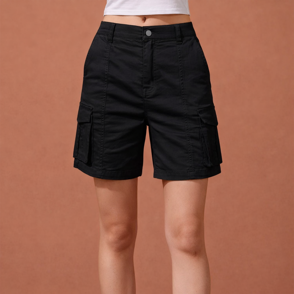 Stijlvolle dames cargo shorts met handige zakken en elastische taille voor een casual look.
