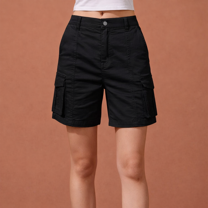Stijlvolle dames cargo shorts met handige zakken en elastische taille voor een casual look.