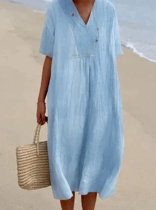Dames casual midi zomerjurk, elegant en comfortabel, perfect voor diverse gelegenheden.