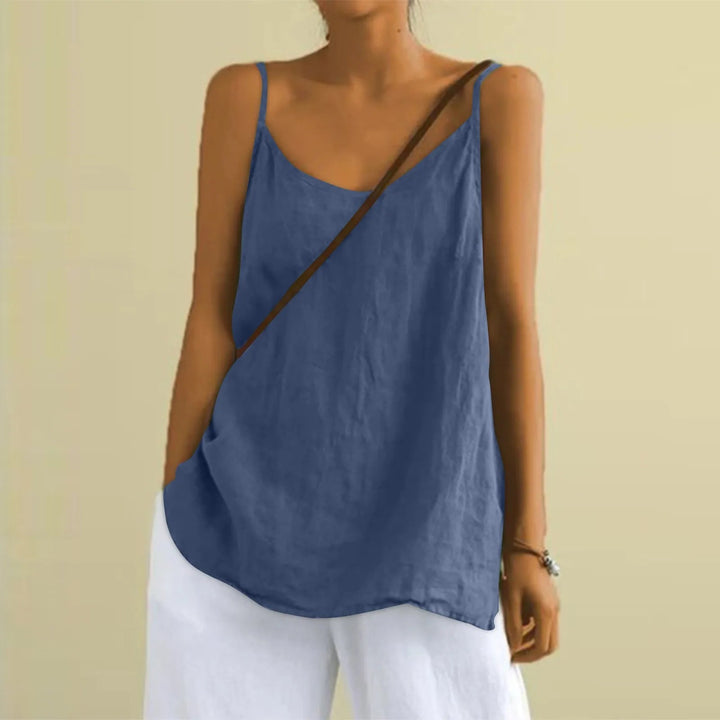 Dames casual mouwloze top met V-hals, ideaal voor zomerkleding en dagelijks gebruik, losvallend model