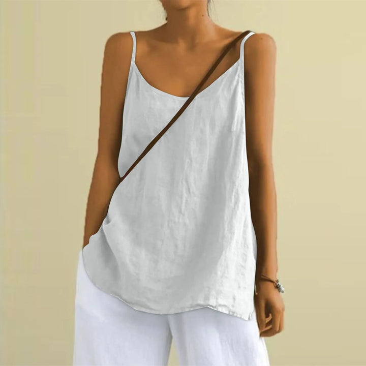 Ademende, comfortabele damestop met V-hals, mouwloos, perfect voor een modieuze casual look