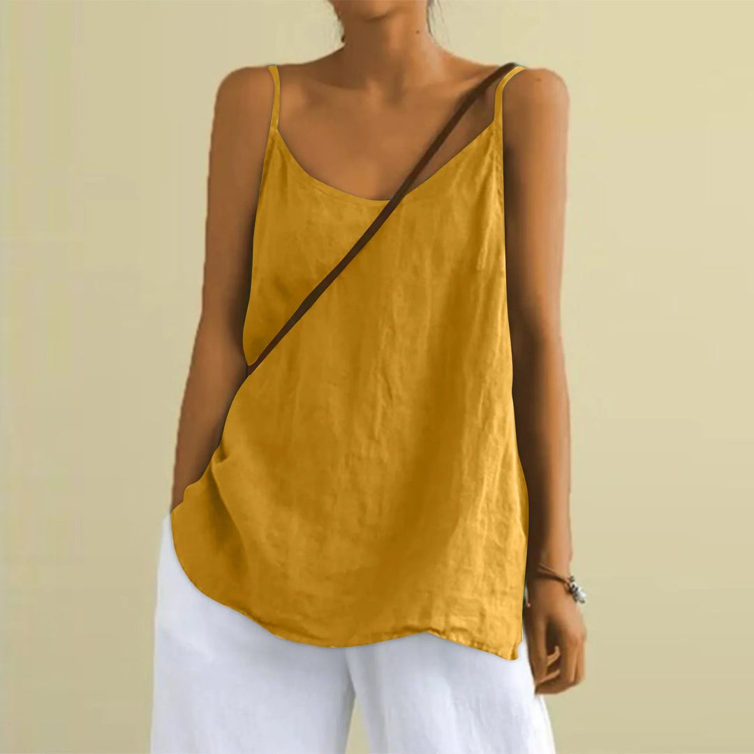 Casual mouwloze damestop met elegante V-hals, ademend en perfect voor warme zomerdagen