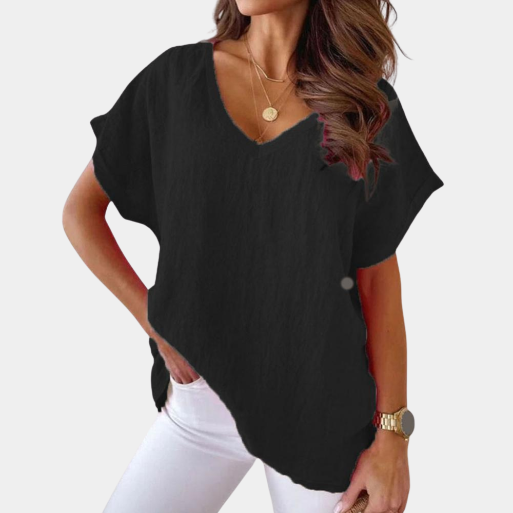 Veelzijdig dames t-shirt, casual effen top met ronde hals, perfect voor lente en zomer. Comfortabele vrouwenkleding.