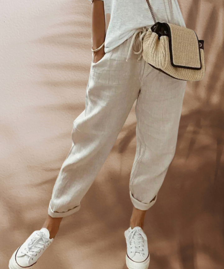 Dames casual zomerbroek van ademend linnen voor ultiem comfort en een stijlvolle look. Perfect voor warme dagen.