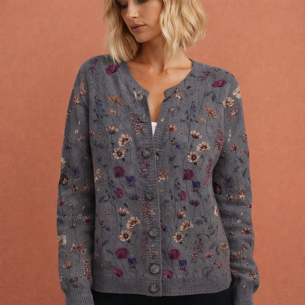Stijlvol dames cardigan met elegante bloemenprint. Comfortabel vest, perfect te combineren voor elke gelegenheid.