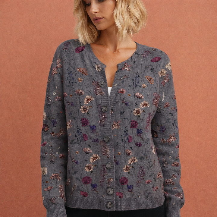 Stijlvol dames cardigan met elegante bloemenprint. Comfortabel vest, perfect te combineren voor elke gelegenheid.