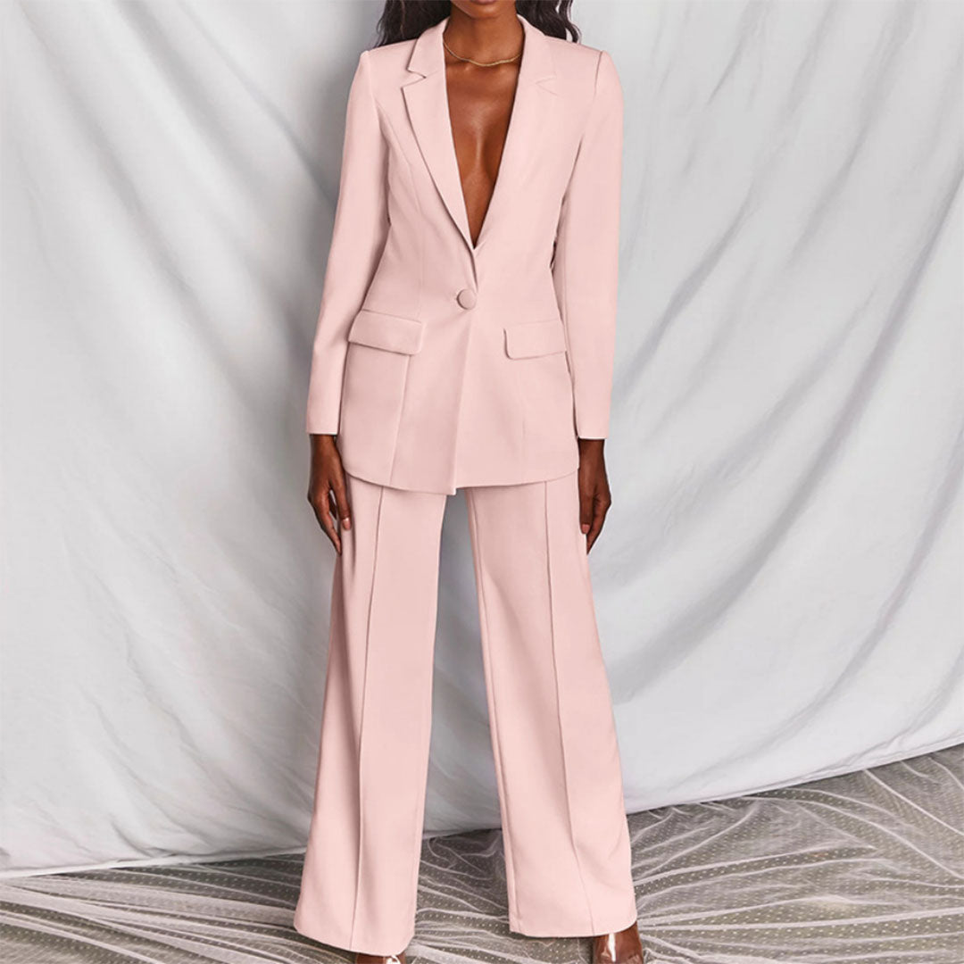 Stijlvolle blazer broek set voor dames. Een veelzijdige en elegante tweedelige outfit.