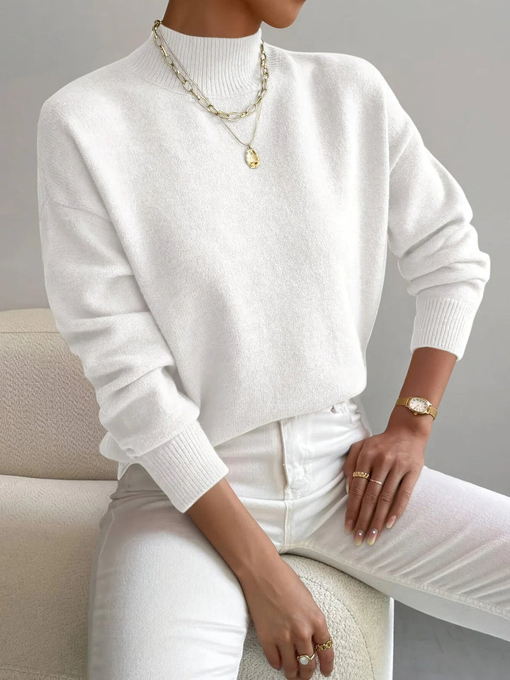 Dames coltrui met hoge hals, soepele pasvorm. Ideaal voor herfst & winter, elegant en comfortabel.