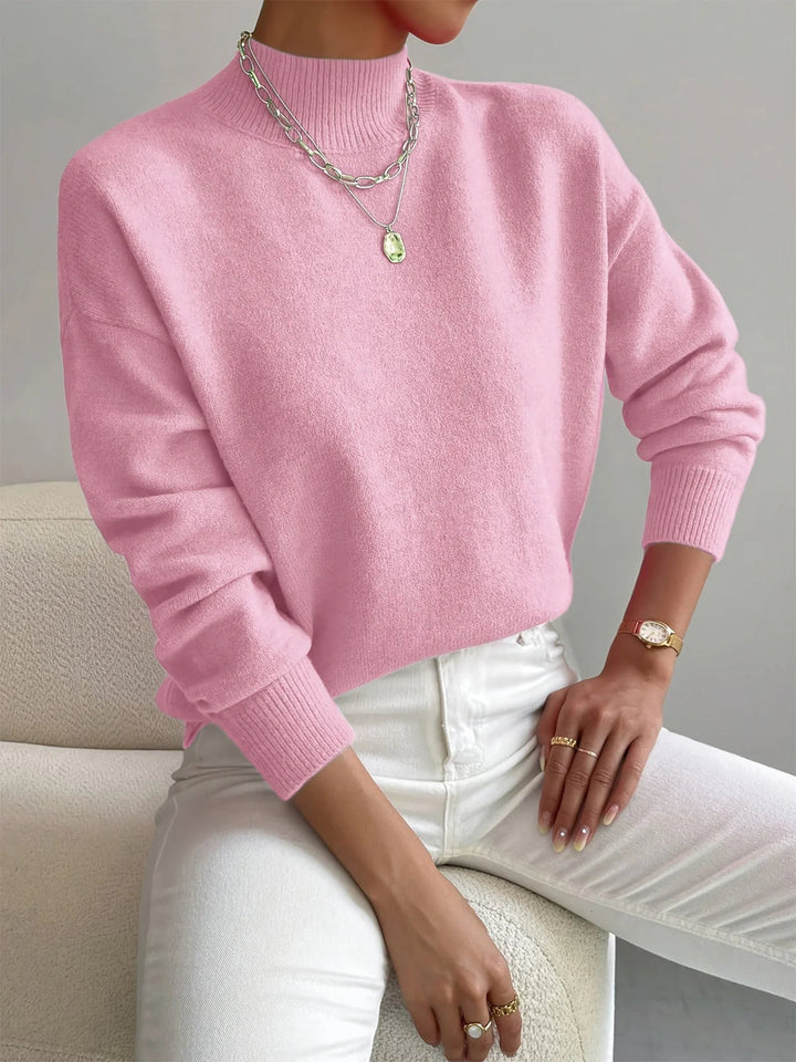 Comfortabele dames coltrui, hoge hals, soepele pasvorm. Perfect voor een tijdloze, elegante herfst- en winterlook.