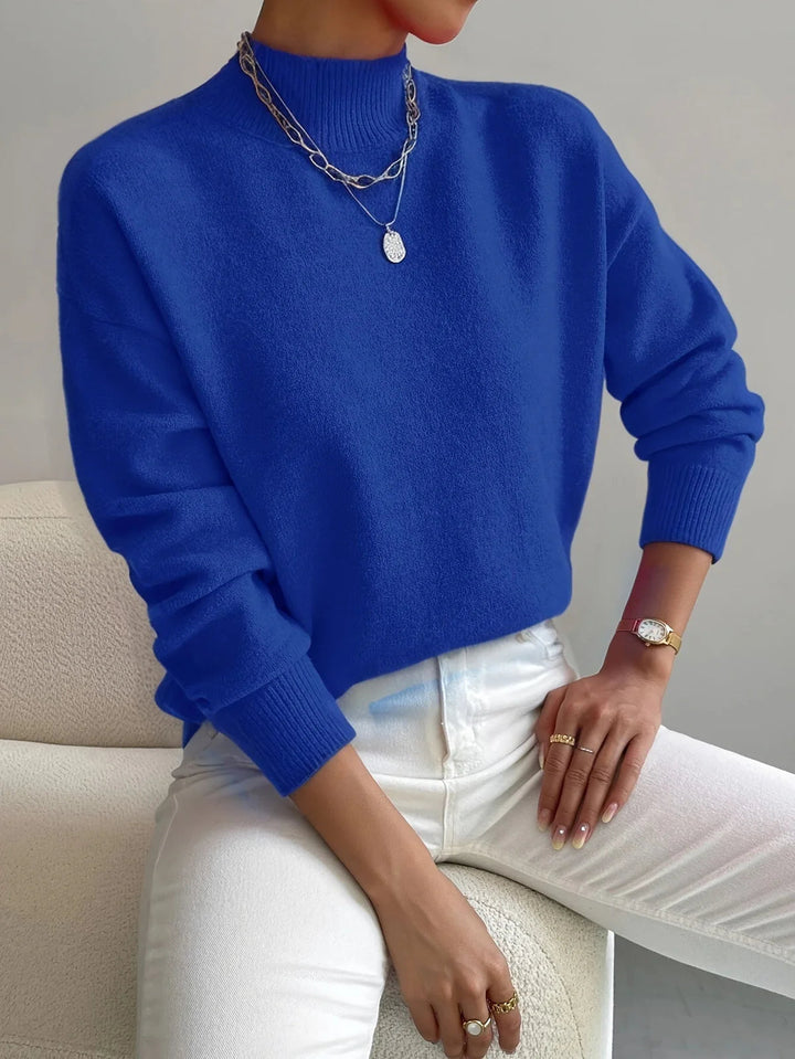 Modieuze dames coltrui, hoge hals. Soepele pasvorm voor een elegante, comfortabele herfst- en winterlook.