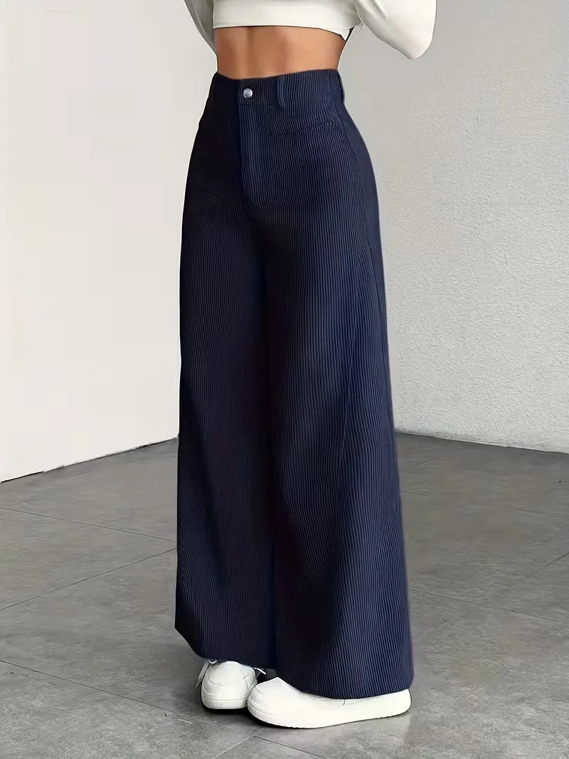 Veelzijdige damesbroek: wide leg, hoge taille, comfortabel voor elke dag.